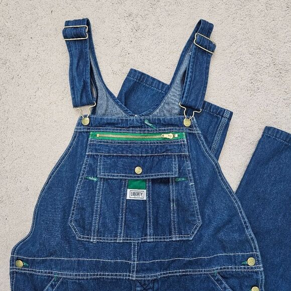 Liberty | Denim Jean Bib Overalls, Mens 38 x 30 Unisex Relaxed Fit - Picture 2 of 10